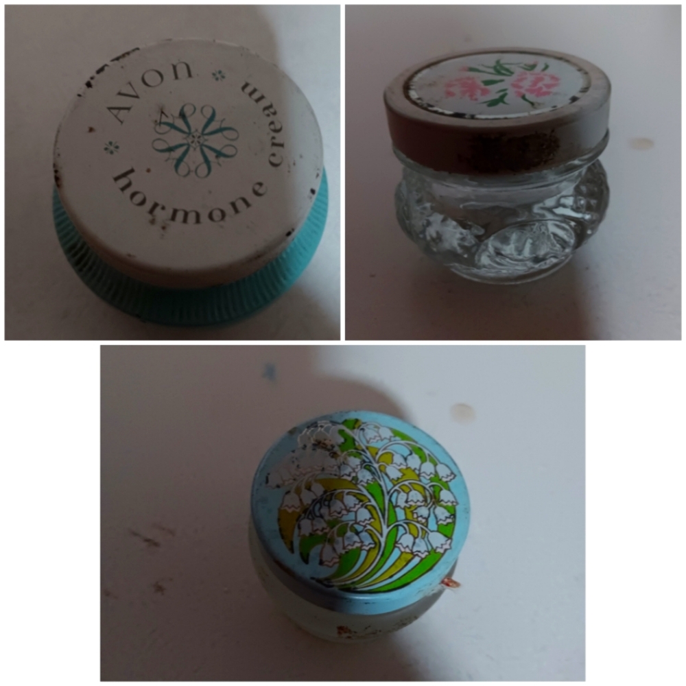 !3 Vintage avon cream sachet jars